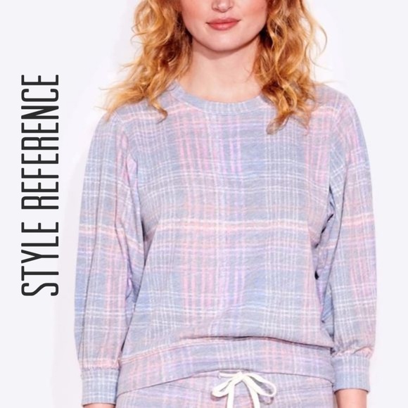 Sundry Sweater Women’s Size Small Pastel Rainbow Plaid Sweater - Picture 14 of 15